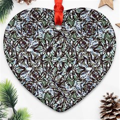 Intricate Textured Ornate Pattern Design Heart Ornament (two Sides)