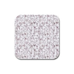 Pencil Flowers Rubber Square Coaster (4 pack) 