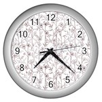 Pencil Flowers Wall Clock (Silver) Front