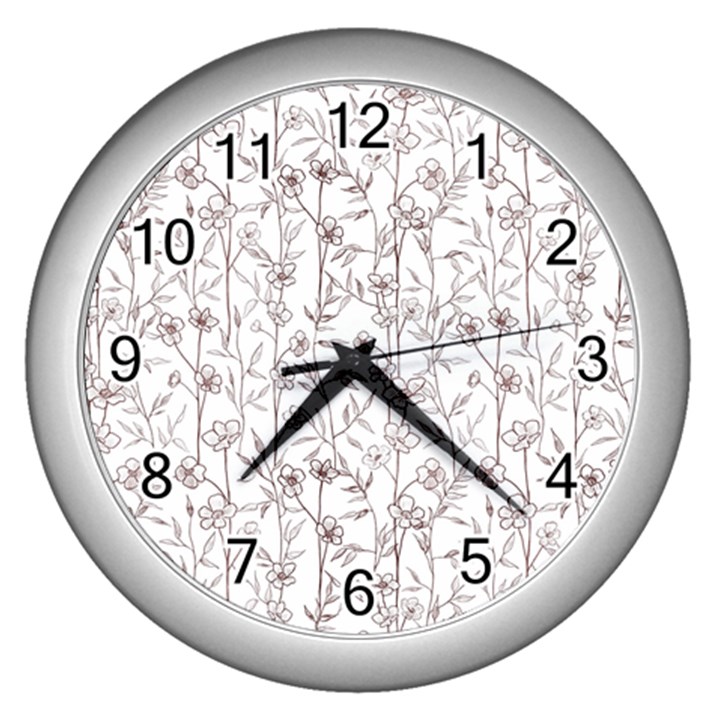 Pencil Flowers Wall Clock (Silver)