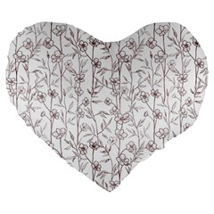 Pencil Flowers Large 19  Premium Flano Heart Shape Cushions