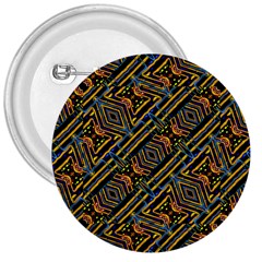 Electric Neon Lines Pattern Design 3  Buttons