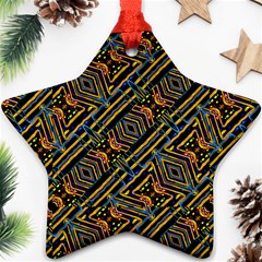 Electric Neon Lines Pattern Design Ornament (star) by dflcprintsclothing