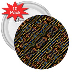 Electric Neon Lines Pattern Design 3  Buttons (10 Pack)  by dflcprintsclothing