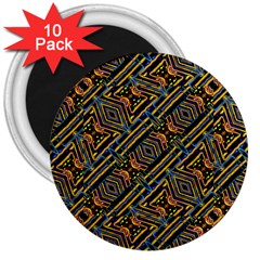 Electric Neon Lines Pattern Design 3  Magnets (10 Pack) 