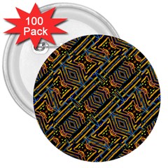 Electric Neon Lines Pattern Design 3  Buttons (100 pack) 