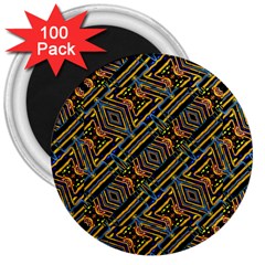 Electric Neon Lines Pattern Design 3  Magnets (100 Pack)