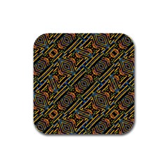 Electric Neon Lines Pattern Design Rubber Square Coaster (4 pack) 