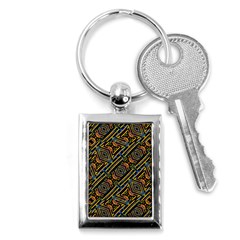 Electric Neon Lines Pattern Design Key Chain (Rectangle)