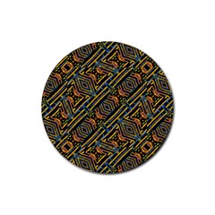 Electric Neon Lines Pattern Design Rubber Coaster (round)  by dflcprintsclothing