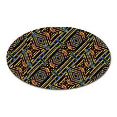 Electric Neon Lines Pattern Design Oval Magnet by dflcprintsclothing