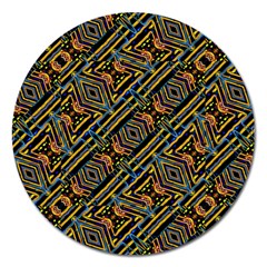 Electric Neon Lines Pattern Design Magnet 5  (Round)