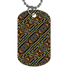 Electric Neon Lines Pattern Design Dog Tag (one Side)