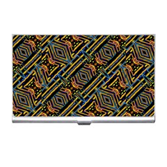 Electric Neon Lines Pattern Design Business Card Holder