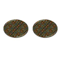 Electric Neon Lines Pattern Design Cufflinks (Oval)