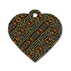 Electric Neon Lines Pattern Design Dog Tag Heart (Two Sides)