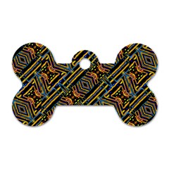 Electric Neon Lines Pattern Design Dog Tag Bone (One Side)