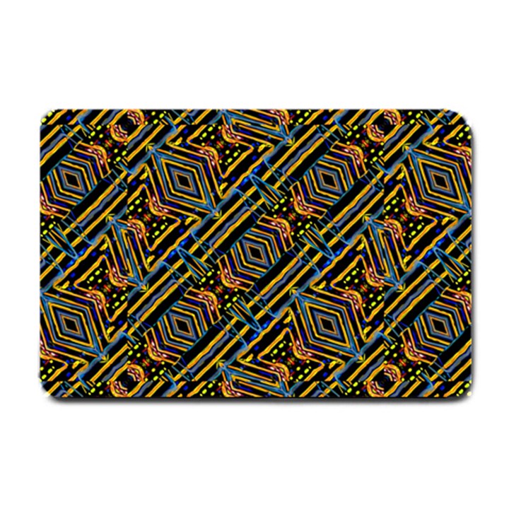 Electric Neon Lines Pattern Design Small Doormat 