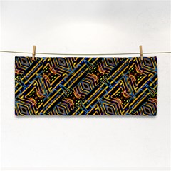 Electric Neon Lines Pattern Design Hand Towel