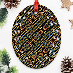 Electric Neon Lines Pattern Design Ornament (oval Filigree) by dflcprintsclothing