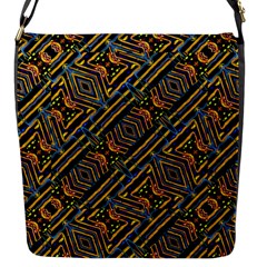 Electric Neon Lines Pattern Design Flap Closure Messenger Bag (S)