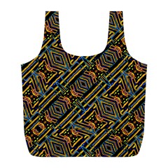 Electric Neon Lines Pattern Design Full Print Recycle Bag (l) by dflcprintsclothing