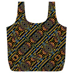 Electric Neon Lines Pattern Design Full Print Recycle Bag (xl) by dflcprintsclothing