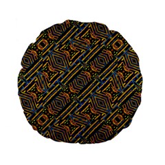 Electric Neon Lines Pattern Design Standard 15  Premium Flano Round Cushions