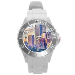 Akihabara Zone Urban Scene Tokyo Japan Round Plastic Sport Watch (l)