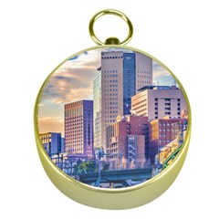 Akihabara Zone Urban Scene Tokyo Japan Gold Compasses by dflcprintsclothing