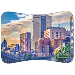 Akihabara Zone Urban Scene Tokyo Japan Velour Seat Head Rest Cushion by dflcprintsclothing