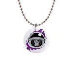 Purple spacemonkey 1  Button Necklace Front