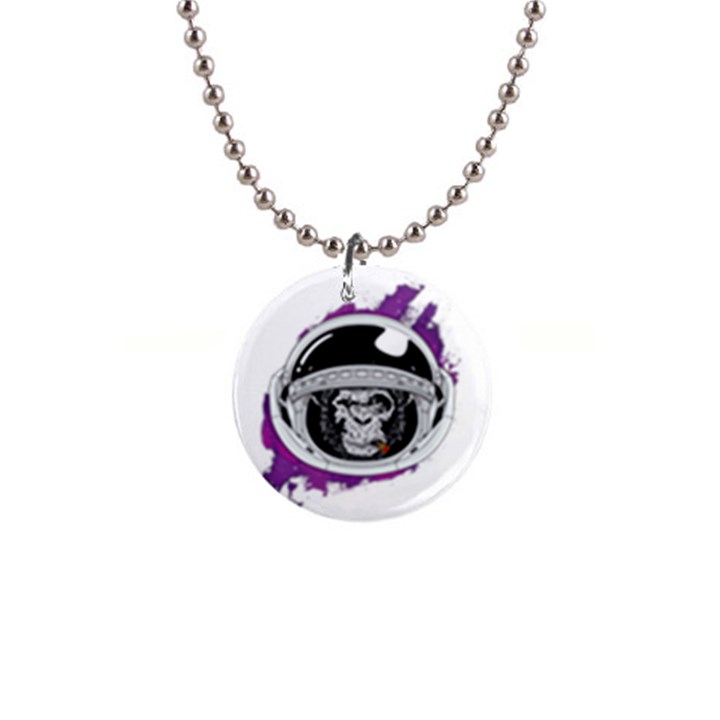 Purple spacemonkey 1  Button Necklace