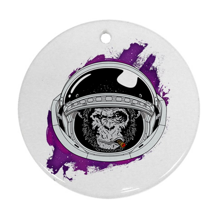 Purple spacemonkey Round Ornament (Two Sides)