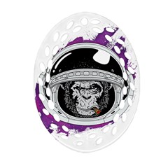 Purple Spacemonkey Ornament (oval Filigree) by goljakoff