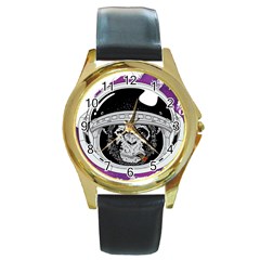 Spacemonkey Round Gold Metal Watch by goljakoff