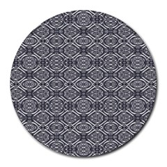 Silver Ornate Decorative Design Pattern Round Mousepads by dflcprintsclothing