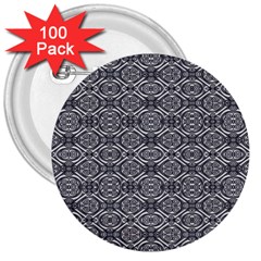 Silver Ornate Decorative Design Pattern 3  Buttons (100 Pack)  by dflcprintsclothing