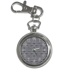 Silver Ornate Decorative Design Pattern Key Chain Watches