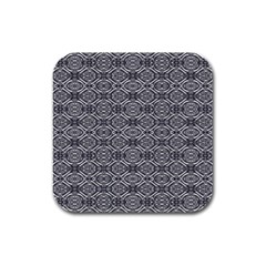 Silver Ornate Decorative Design Pattern Rubber Square Coaster (4 Pack) 