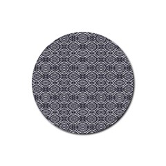 Silver Ornate Decorative Design Pattern Rubber Coaster (round) 