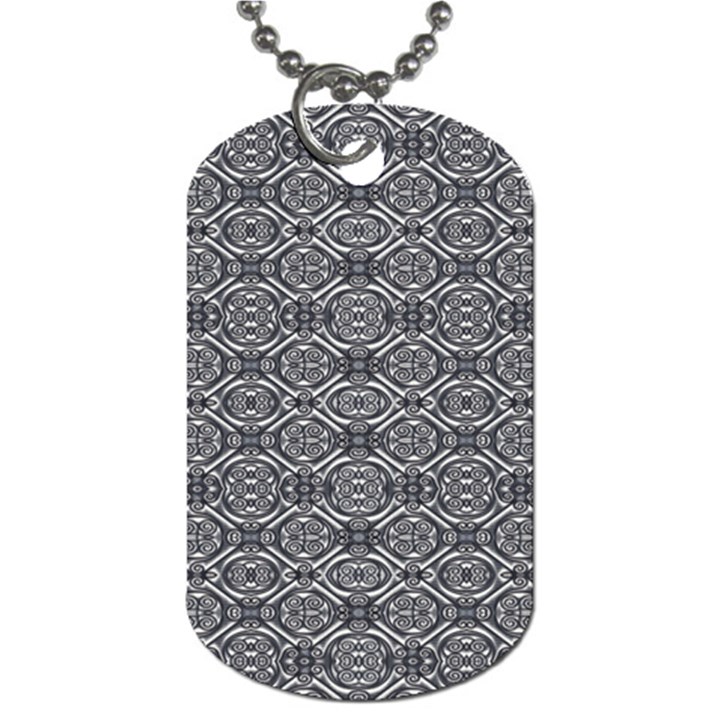 Silver Ornate Decorative Design Pattern Dog Tag (Two Sides)