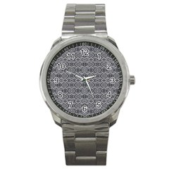 Silver Ornate Decorative Design Pattern Sport Metal Watch