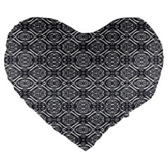 Silver Ornate Decorative Design Pattern Large 19  Premium Heart Shape Cushions