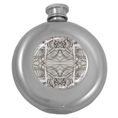 Monochrome Module Pattern Iv Round Hip Flask (5 Oz) by kaleidomarblingart