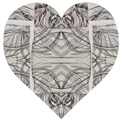 Monochrome Module Pattern Iv Wooden Puzzle Heart by kaleidomarblingart