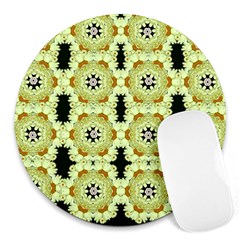 Summer Sun Flower Power Over The Florals In Peace Pattern Round Mousepads by pepitasart