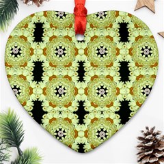 Summer Sun Flower Power Over The Florals In Peace Pattern Ornament (heart) by pepitasart