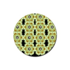 Summer Sun Flower Power Over The Florals In Peace Pattern Rubber Round Coaster (4 Pack)  by pepitasart