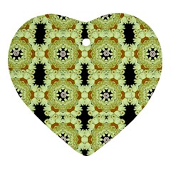 Summer Sun Flower Power Over The Florals In Peace Pattern Heart Ornament (two Sides) by pepitasart